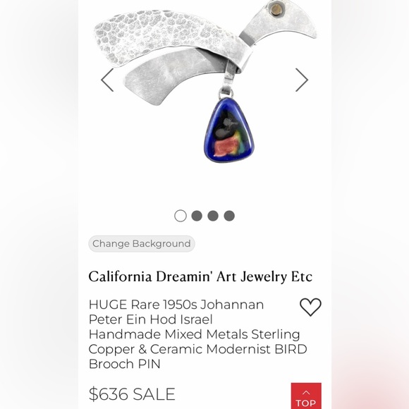 RARE PETER EIN-HOD STERLING SCULPTURAL BROOCH PENDANT.MID CENTURY MODERN - Picture 8 of 10